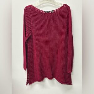 JEANNE PIERRE Women's Raspberry Wine Knit Sweater